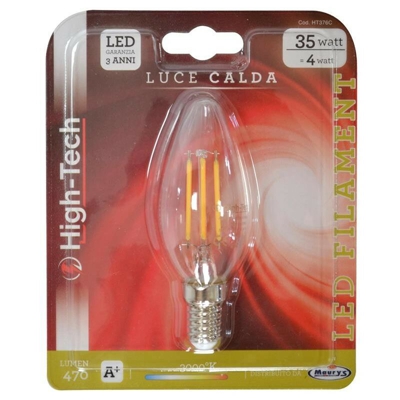 High-Tech Lampadina Led Samsung Oliva Filamento E14 4W Luce Calda 3000K 470Lm