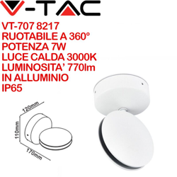 Lampada da muro Led 7W Wall Light IP65 colore bianco V-TAC VT-707 3000K en oferta