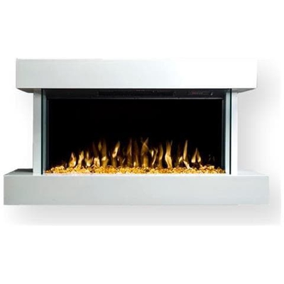 Glow Fire Apollon Caminetto Elettrico Da Terra Con Effetto Fiamma A Led Telecomando Incluso, Bianco