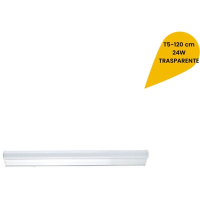 Plafoniera LED neon T5 sottopensile reglette vetro trasparente 21W / 24W 120cm | Bianco Caldo 3000K - Trasparente - 120 cm - UNIVERSO