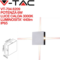 Lampada da muro Led bianca 4W Wall Light IP65 forma quadrata VT-704 3000K - V-tac en oferta