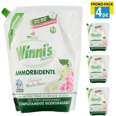 4x Winni's Ammorbidente Muschio Bianco Eliotropio Promo Pack 4 Buste 168 Lavaggi - BAKAJI