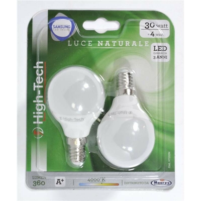 High-Tech Set 2 Lampadine Led Samsung Sfera E14 4W G45 Luce Naturale 4000K 360 Lumen