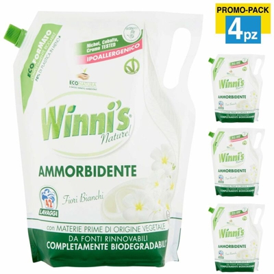 4 x Winni's Ammorbidente Fiori Bianchi Promo Pack 4 Buste 168 Lavaggi Misurini - BAKAJI