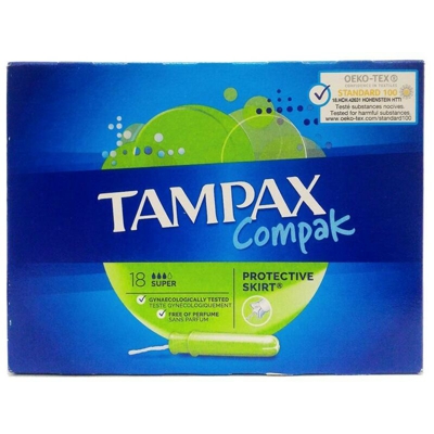 Tampax Blue Box Compak Assorbenti Interni Super Flusso Abbondante 18Pz