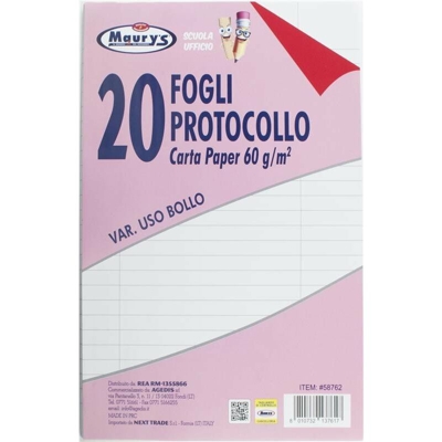 20 FOGLI PROTOCOLLO USO BOLLO 60 GR - Maury's