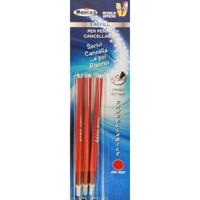 3 RICARICHE REFIL ROSSO PER PENNA CANCELLABILE - Maury's