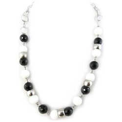 collana in argento 'mineralia' agata bianco e nero - [ m4121] en oferta