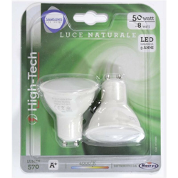 High-Tech Set 2 Faretti Led Samsung Gu10 8W Luce Naturale 4000K 560 Lumen precio