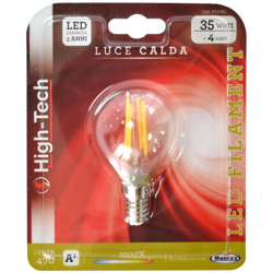 High-Tech Lampadina Led Samsung Sfera Filamento E14 4W Luce Calda 3000K 470Lm características