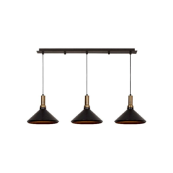 Homemania - Lampada a Sospensione Multi - Lampadario - da Soffitto - Rame, Nero in Metallo, Vernice Elettrostatica, 135 x 36 x 127 cm, 3 x E27, Max en oferta