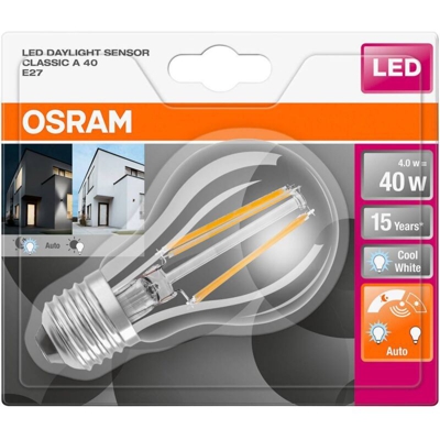 LED (monocolore) Classe energetica: A+ (A++ - E) LED DAYLIGHT SENSOR CLASSIC A 40 4 W/4000K E27 4058075162259 E2 - Osram