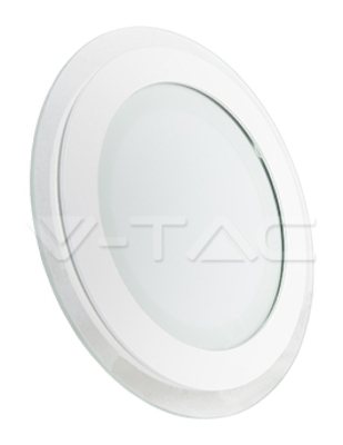 Mini Pannello LED Montaggio a Incasso Rotondo in Vetro 12W 6000K - V-tac