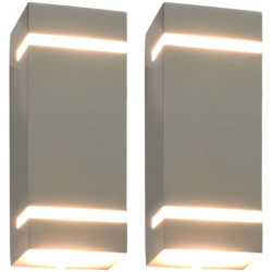 Lampade da Parete da Esterno 2 pz 35 W Argento Rettangolari - VIDAXL en oferta