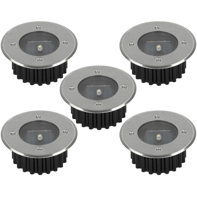 ECD Germany 5 x Faretti LED da Incasso a Pavimento Rotondi in Acciaio Inox / Vetro Impermeabile IP67 Faretto LED da Incasso Rotondo per Esterno