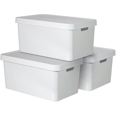 Contenitori con Coperchio Infinity 3 pz 45 L Bianchi 240683 - Curver