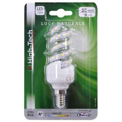LAMPADA LED SPIRALE E27 9W LUCE NATURALE 4000K 810 LUMEN - High-tech