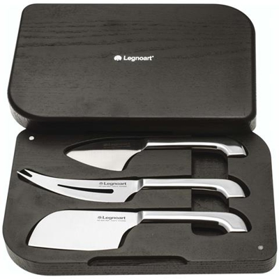 Set Coltelli Da Formaggio Polo Con Lussuosa Scatola In Legno Massello - 3 Pezzi