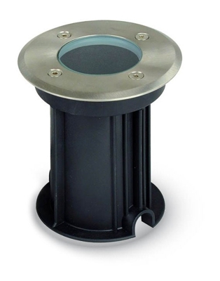 Portalampada da Interramento Calpestabile Rotonda GU10 (Max 35W) Colore Nero e Acciaio IP65 - V-TAC