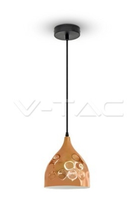 Lampadario LED a Goccia in Metallo con Portalampada E27 (Max 60W) Colore Oro Rosa a Specchio Ø170mm - V-tac