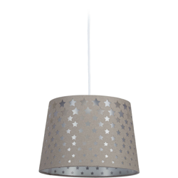 Lampadario con Stelle per la Cameretta, Paralume Rotondo Stoffa, Lampada Sospesa da Soffitto Ø 27,5 cm, Grigio - RELAXDAYS características