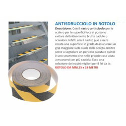 NASTRO ANTISDRUCCIOLO NERO/GIALLO ADESIVO mm 25X18mt SEGNALETICO - LIANTONIO precio