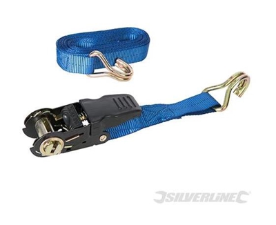 Cinghia da carico con con gancio S ed impugnatura di gomma - 4,5 m x 25 mm Classificata 250 Kg, capacità 800 Kg - Silverline