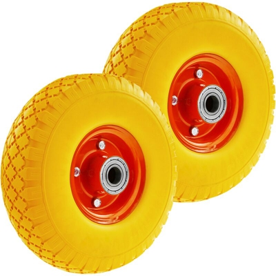 Ruota solida di carriola gialla 2-pack 100 Kg 10x3' 254x76 mm per piattaforme di trasporto - Primematik