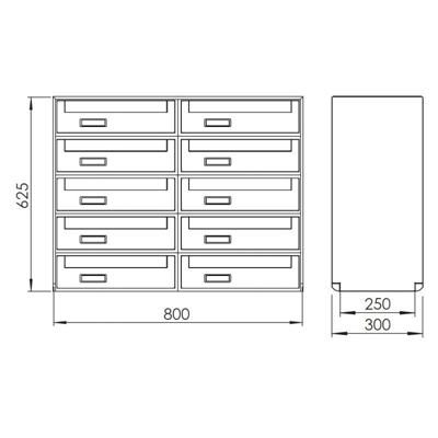 Casellario postale alluminio passante SC6 10 posti alluminio silver da 10 posti - SILMEC