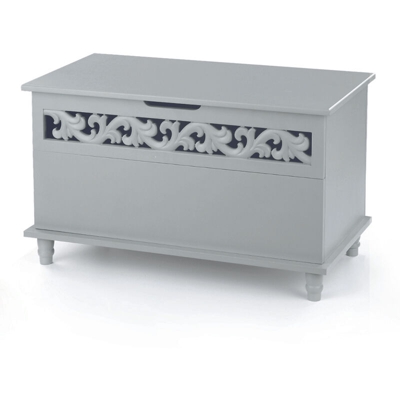 Ikayaa Cassapanca portaoggetti moderna rettangolare Cassapanca portaoggetti grande con fodera per giocattoli, grigia