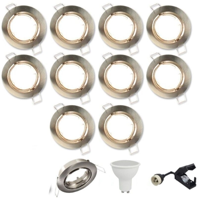 10 x Faretto orientabile da incasso in acciaio satinato completo di LED 5W eq 40W | Température de Couleur: 6000K bianco freddo - ECLAIRAGE DESIGN