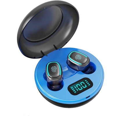A10 TWS5.0 BT vivavoce auricolare paraorecchie in contatto dell'acqua Resistenza LED sensibile al tocco Binaural altoparlante IPX4, blu - ASUPERMALL