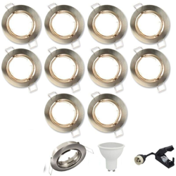 10 x Faretto orientabile da incasso in acciaio satinato completo di LED 5W eq 40W | Température de Couleur: Bianco caldo 2700K - ECLAIRAGE DESIGN precio