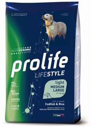 Prolife Light Medium/Large Merluzzo e Riso: 12 kg en oferta