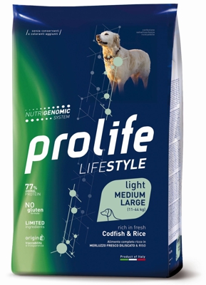 Prolife Light Medium/Large Merluzzo e Riso: 12 kg