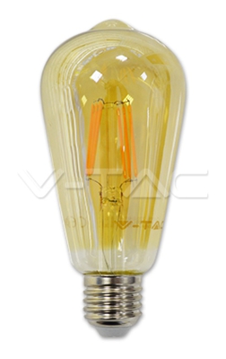 V-tac - LAMPADINA LED E27 FILAMENTO 6W BIANCO CALDO AMBRA VT-1966