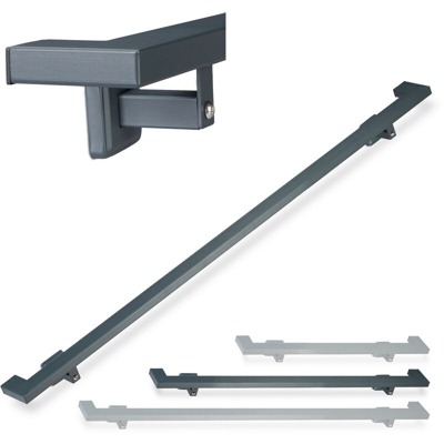 Corrimano Rettangolare per Scale, Passamano per Interni, 150 cm, con Staffa Supporto a Parete Antracite - RELAXDAYS
