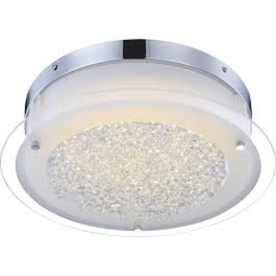Globo Lighting - LEAH Plafoniera LED vetro satinato con bordo e cristalli trasparenti GLOBO 49315