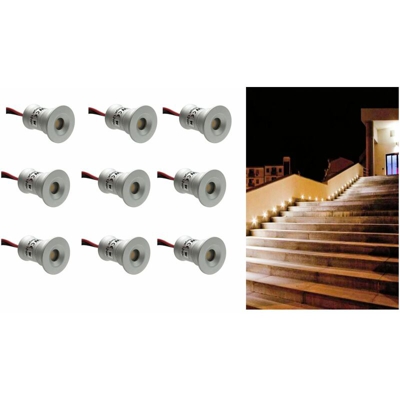 Set da 9 mini faretto incasso led 1w luce calda 15mm segnapasso esterno interno - BS