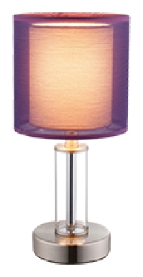Globo Lighting - LAURIE Lampada da tavolo nichel opaco tessuto viola vetro GLOBO 24645