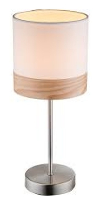 Globo Lighting - CHIPSY Lampada da tavolo nichel opaco legno tessuto beige GLOBO 15221T
