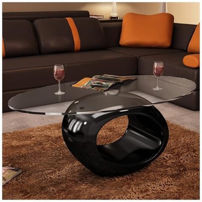 Tavolino Salotto Nero Basso Con Base Circolare