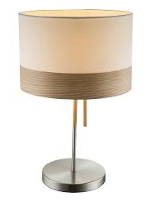 CHIPSY Lampada da tavolo nichel opaco legno tessuto beige GLOBO 15221T1 - GLOBO LIGHTING