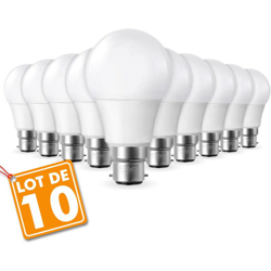 Lotto di 10 lampadine a LED B22 9W eq 60W 806Lm | Température de Couleur: Bianco caldo 2700K - ECLAIRAGE DESIGN en oferta