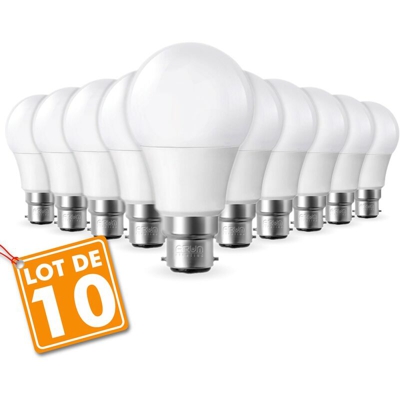 Lotto di 10 lampadine a LED B22 9W eq 60W 806Lm | Température de Couleur: Bianco caldo 2700K - ECLAIRAGE DESIGN