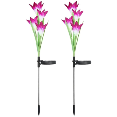 Simulazione di energia solare 2Pc Lampada Fleur De Lis, viola, luce bianca - ASUPERMALL