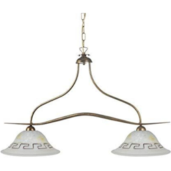 Lampadario Biliardo 2 Luci in Metallo e Vetro, Bronzo - Onli características