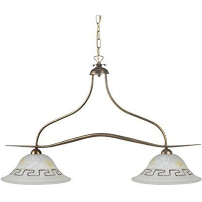 Lampadario Biliardo 2 Luci in Metallo e Vetro, Bronzo - Onli