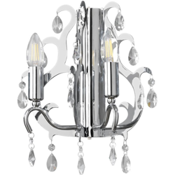 Applique 2 luci in metallo cromato e gocce in cristallo - Onli precio