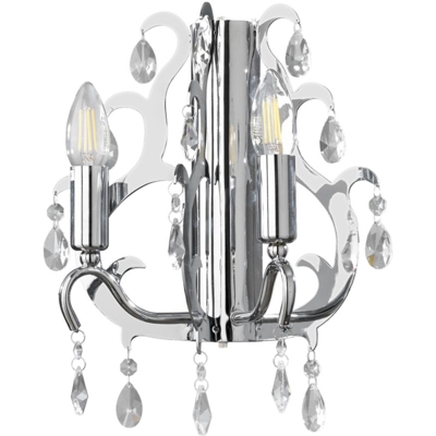 Applique 2 luci in metallo cromato e gocce in cristallo - Onli